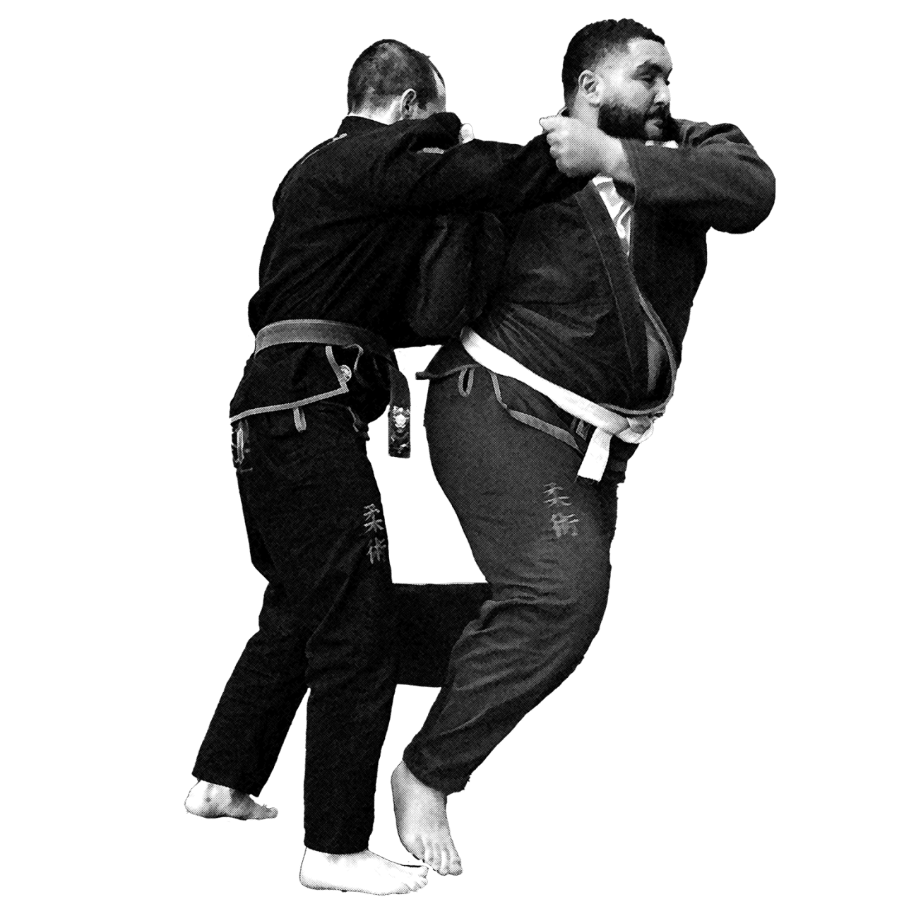 Image détourée d'une projection en jiujitsu brésilien