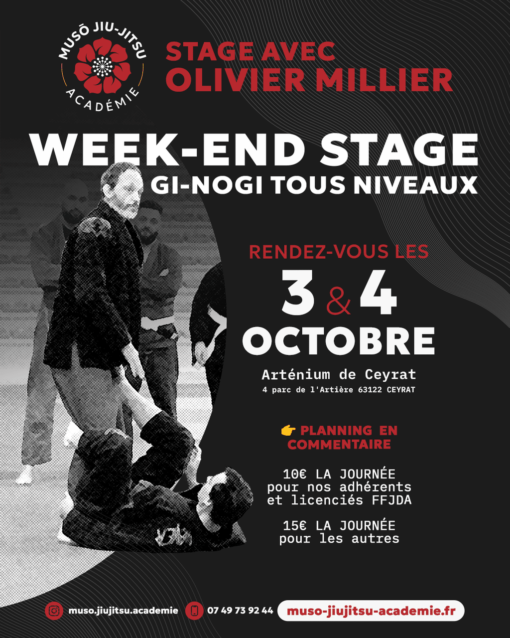 Affiche stage jiu-jitsu Olivier Millier octobre Ceyrat